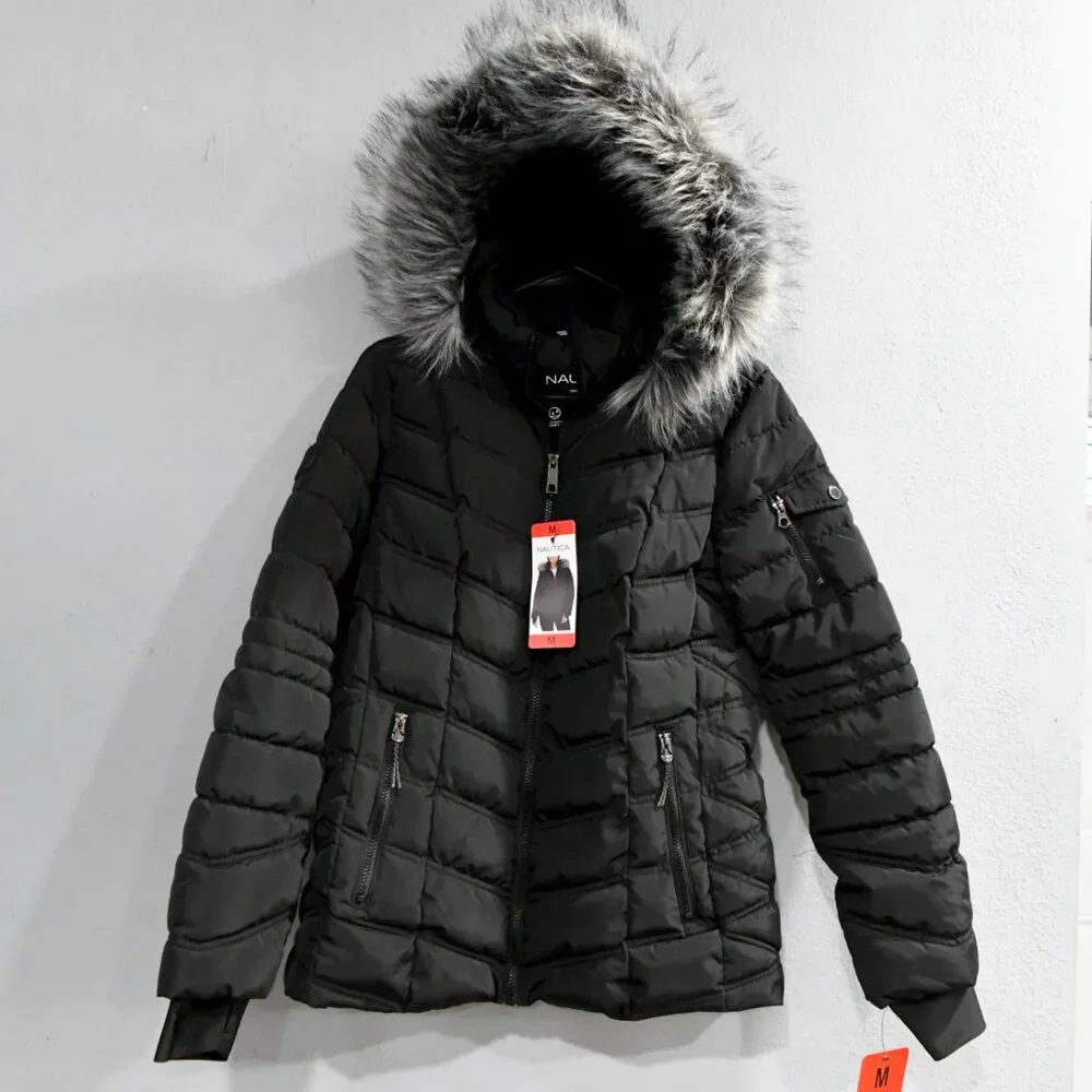 Nautica Ladies' Puffer with Faux Fur Hood